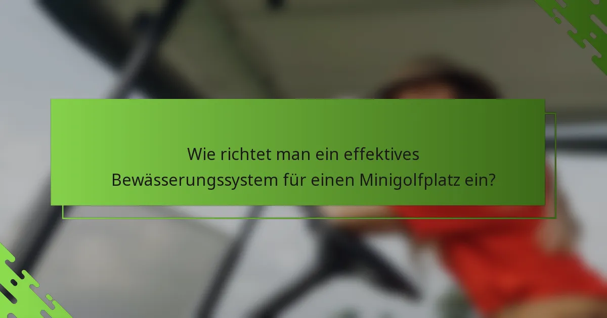Wie richtet man ein effektives Bewässerungssystem für einen Minigolfplatz ein?